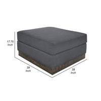 Jeni Ottoman, Modern 39 Inch, Corner Blocks, Solid Wood, Gray Polyester -BM323329
