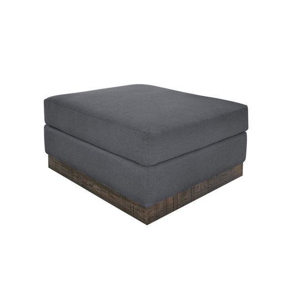 Jeni Ottoman, Modern 39 Inch, Corner Blocks, Solid Wood, Gray Polyester