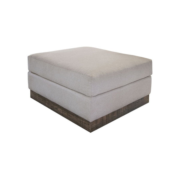 Jeni Ottoman, Modern 39 Inch, Corner Blocks, Solid Wood, Gray Polyester