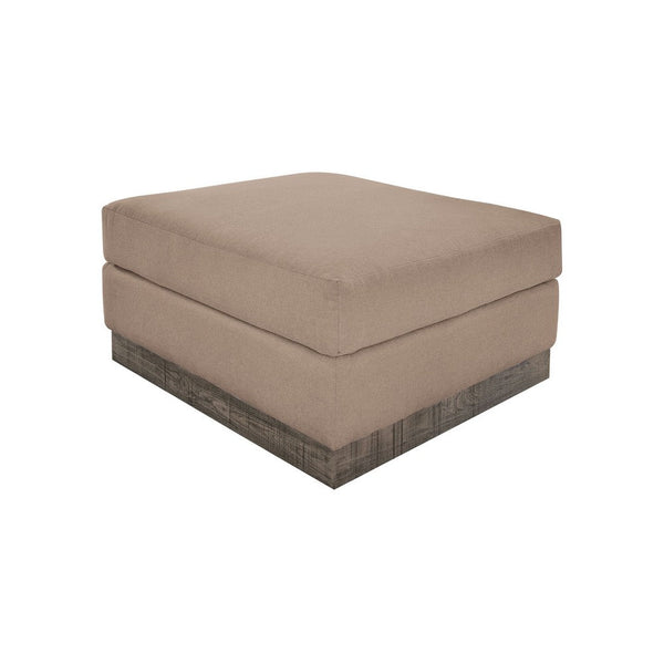 Jeni Ottoman, Modern 39 Inch, Corner Blocks, Solid Wood, Brown Polyester