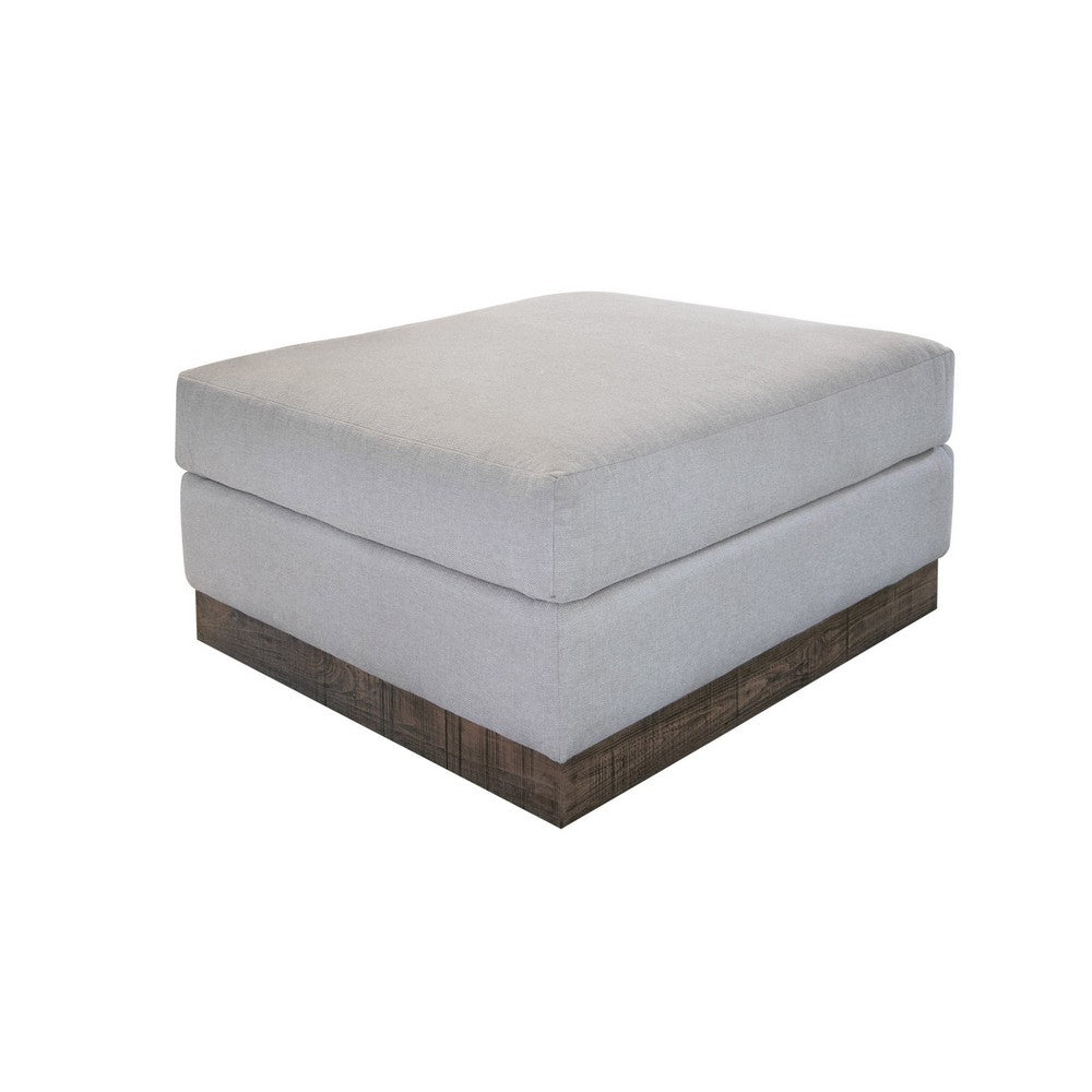 Jeni Ottoman, Modern 39 Inch, Corner Blocks, Solid Wood, Beige Polyester -BM323332