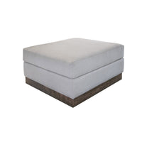 Jeni Ottoman, Modern 39 Inch, Corner Blocks, Solid Wood, Beige Polyester -BM323332