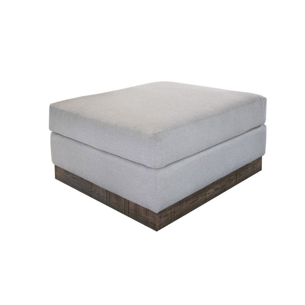 Jeni Ottoman, Modern 39 Inch, Corner Blocks, Solid Wood, Beige Polyester -BM323332