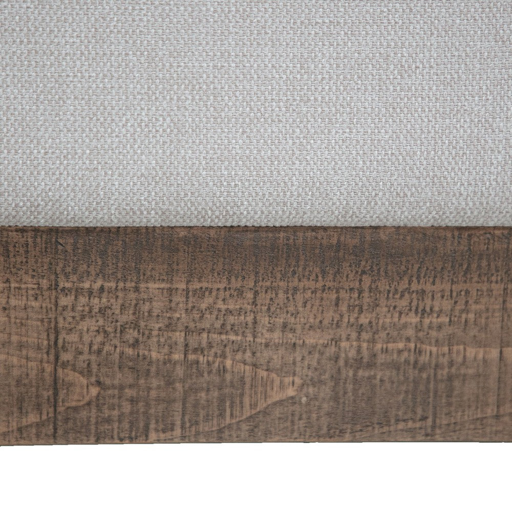 Jeni Ottoman, Modern 39 Inch, Corner Blocks, Solid Wood, Beige Polyester -BM323332