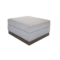 Jeni Ottoman, Modern 39 Inch, Corner Blocks, Solid Wood, Beige Polyester