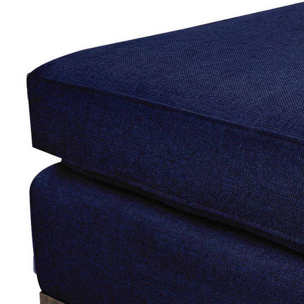 Jeni Ottoman, Modern 39 Inch, Corner Blocks, Solid Wood, Blue Polyester -BM323333
