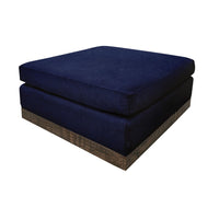 Jeni Ottoman, Modern 39 Inch, Corner Blocks, Solid Wood, Blue Polyester