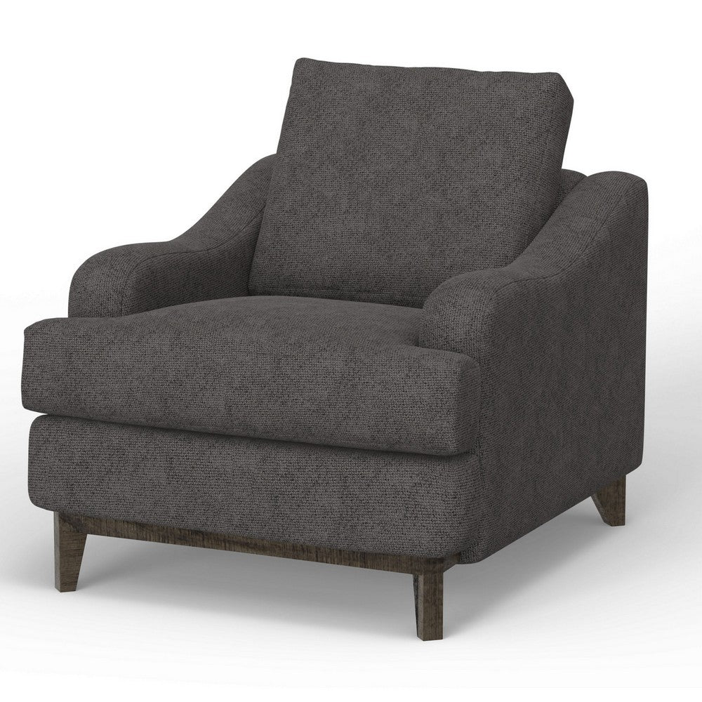Alfi Accent Chair, Classic Details, 41 Inch, Solid Wood, Gray Polyester -BM323335