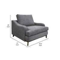 Alfi Accent Chair, Classic Details, 41 Inch, Solid Wood, Gray Polyester -BM323335