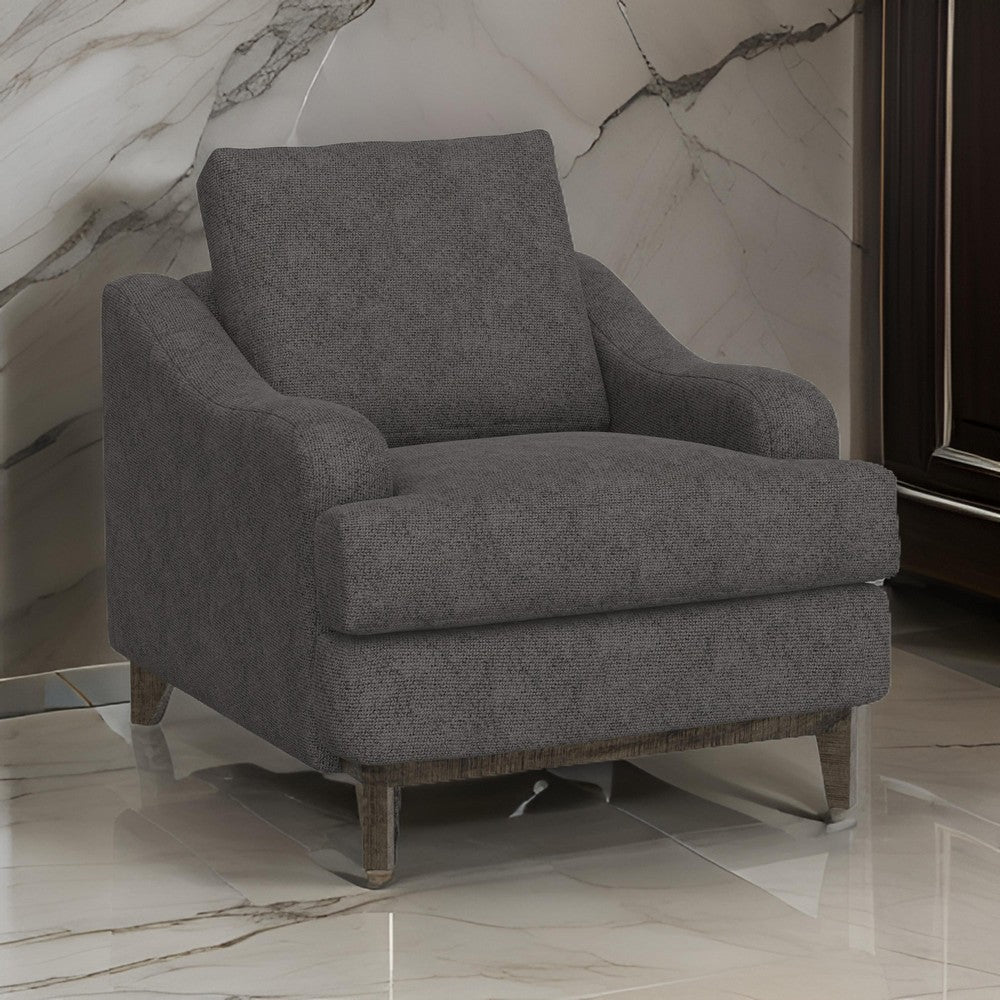 Alfi Accent Chair, Classic Details, 41 Inch, Solid Wood, Gray Polyester -BM323335