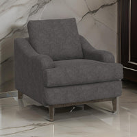 Alfi Accent Chair, Classic Details, 41 Inch, Solid Wood, Gray Polyester -BM323335