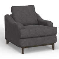 Alfi Accent Chair, Classic Details, 41 Inch, Solid Wood, Gray Polyester -BM323335