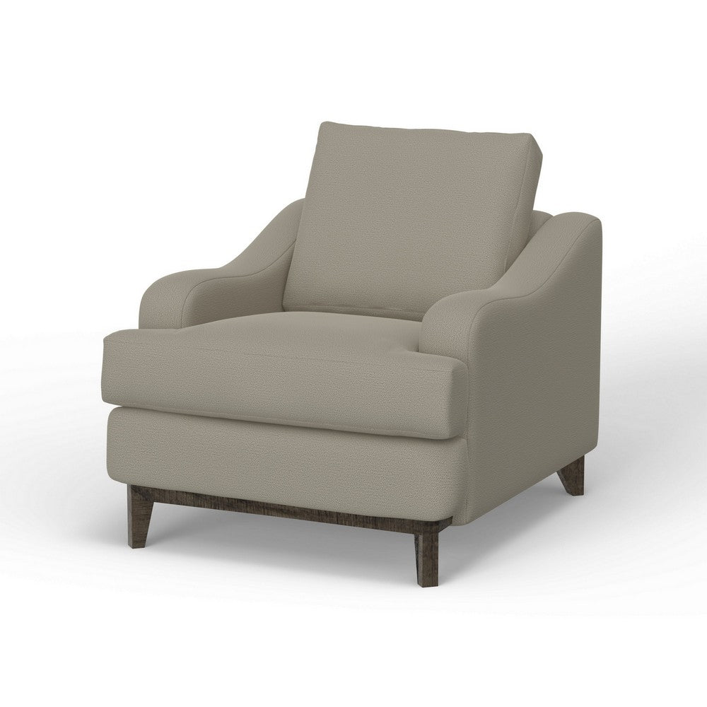 Alfi Accent Chair, Classic, 41 Inch, Solid Wood, Almond Gray Polyester -BM323336