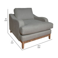 Alfi Accent Chair, Classic, 41 Inch, Solid Wood, Almond Gray Polyester -BM323336