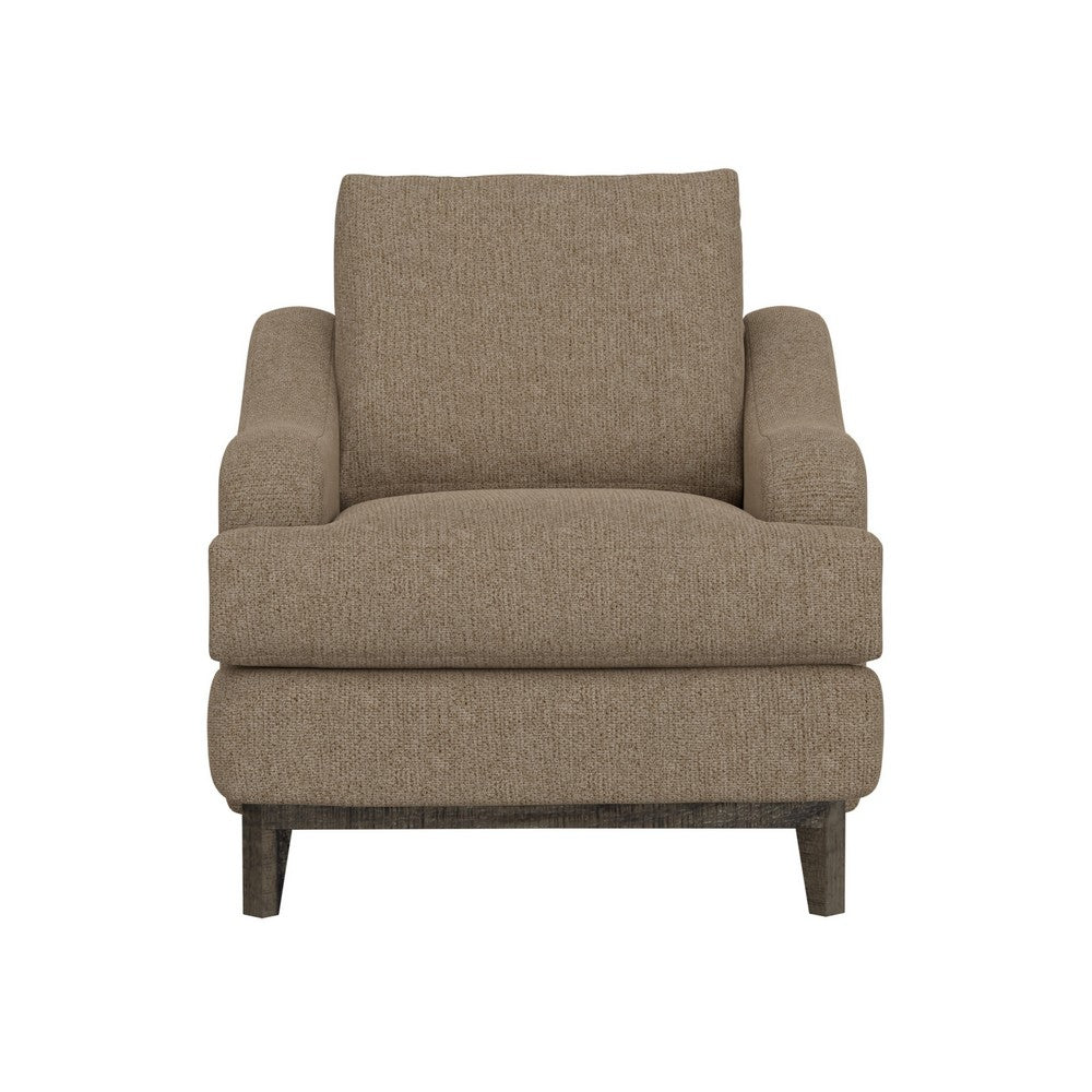 Alfi Accent Chair, Classic Details, 41 Inch Solid Wood, Brown Polyester -BM323337