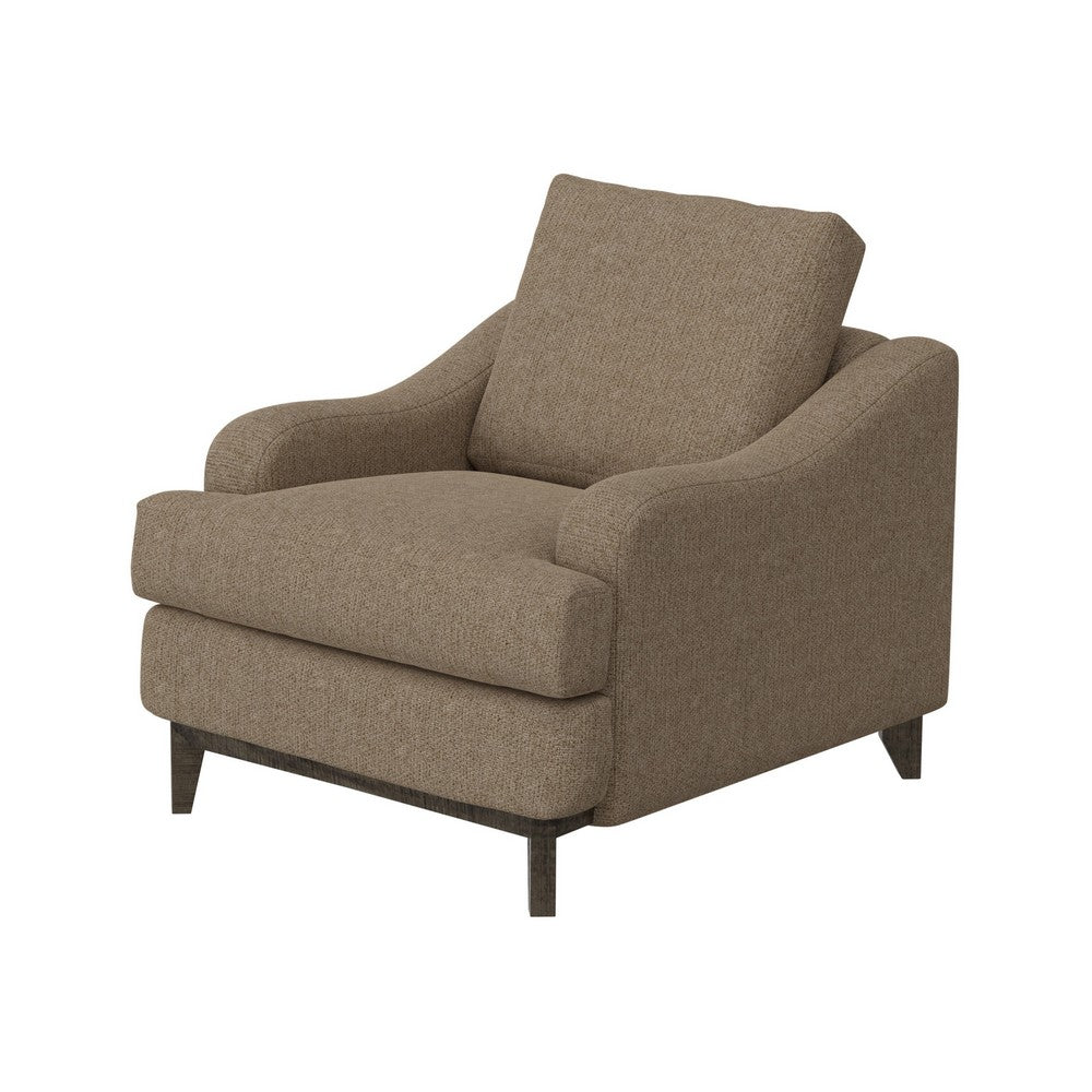 Alfi Accent Chair, Classic Details, 41 Inch Solid Wood, Brown Polyester -BM323337
