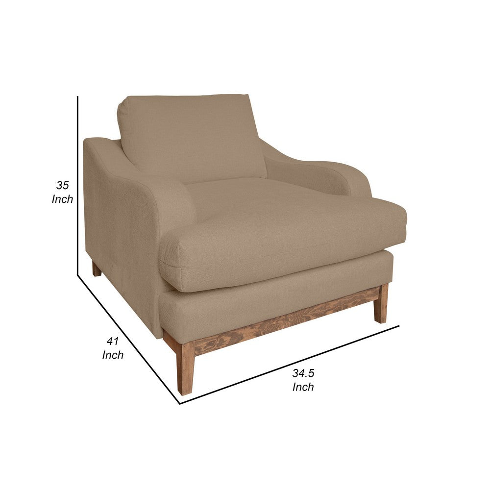 Alfi Accent Chair, Classic Details, 41 Inch Solid Wood, Brown Polyester -BM323337