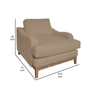 Alfi Accent Chair, Classic Details, 41 Inch Solid Wood, Brown Polyester -BM323337