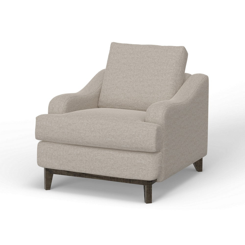 Alfi Accent Chair, Classic Details, 41 Inch Solid Wood, Beige Polyester -BM323338