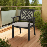 Rohe Outdoor Dining Chair Set of 2, Beige, Antique Matte Black Metal -BM323364