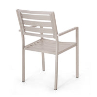 Niko Outdoor Dining Chair Set of 2, Open Slat Design, Metal, Silver Finish -BM323365