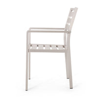 Niko Outdoor Dining Chair Set of 2, Open Slat Design, Metal, Silver Finish -BM323365