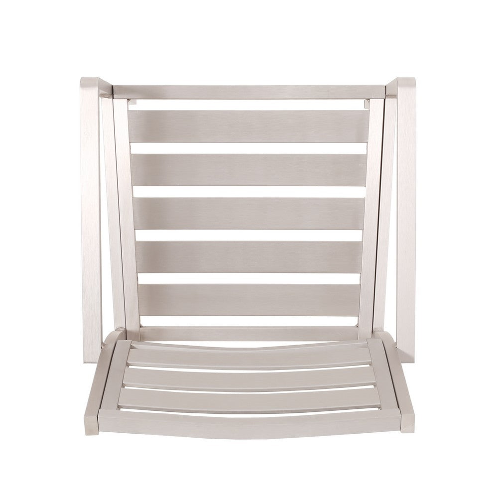 Niko Outdoor Dining Chair Set of 2, Open Slat Design, Metal, Silver Finish -BM323365