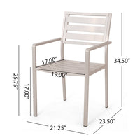 Niko Outdoor Dining Chair Set of 2, Open Slat Design, Metal, Silver Finish -BM323365
