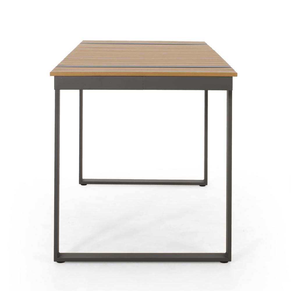 Ferry Outdoor Dining Table, Brown Wood, Gray Metal, Rectangular 63 Inch -BM323367