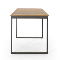 Ferry Outdoor Dining Table, Brown Wood, Gray Metal, Rectangular 63 Inch -BM323367