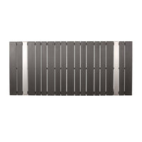 Ferry Outdoor Dining Table, Gray Faux Wood Slatted, Silver Metal, 63 Inch -BM323368