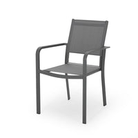 Arini Outdoor Dining Chair Set of 2, Dark Gray Metal Frame, Mesh Seat -BM323370