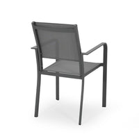 Arini Outdoor Dining Chair Set of 2, Dark Gray Metal Frame, Mesh Seat -BM323370