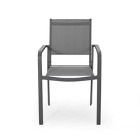 Arini Outdoor Dining Chair Set of 2, Dark Gray Metal Frame, Mesh Seat -BM323370
