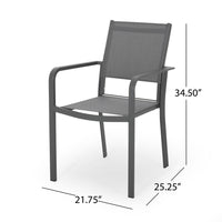 Arini Outdoor Dining Chair Set of 2, Dark Gray Metal Frame, Mesh Seat -BM323370