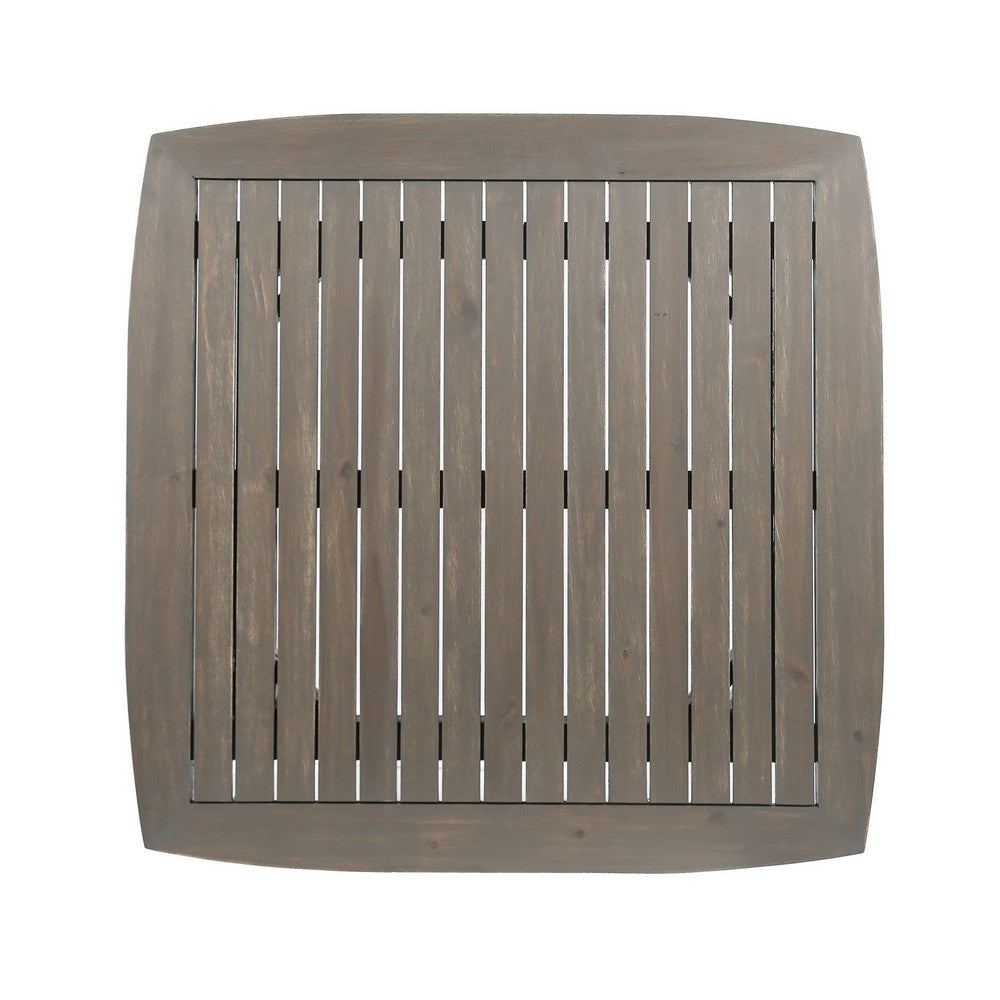 Lexy Outdoor Dining Chair, Square 36 Inch, Gray Acacia Wood, Tapered Legs -BM323371