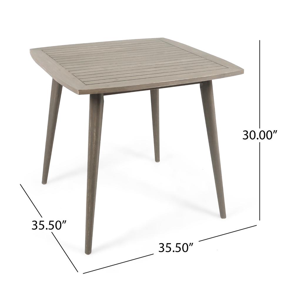 Lexy Outdoor Dining Chair, Square 36 Inch, Gray Acacia Wood, Tapered Legs -BM323371