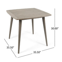 Lexy Outdoor Dining Chair, Square 36 Inch, Gray Acacia Wood, Tapered Legs -BM323371