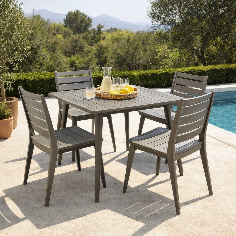 Lexy Outdoor Dining Chair, Square 36 Inch, Gray Acacia Wood, Tapered Legs -BM323371
