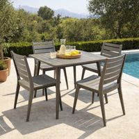 Lexy Outdoor Dining Chair, Square 36 Inch, Gray Acacia Wood, Tapered Legs -BM323371