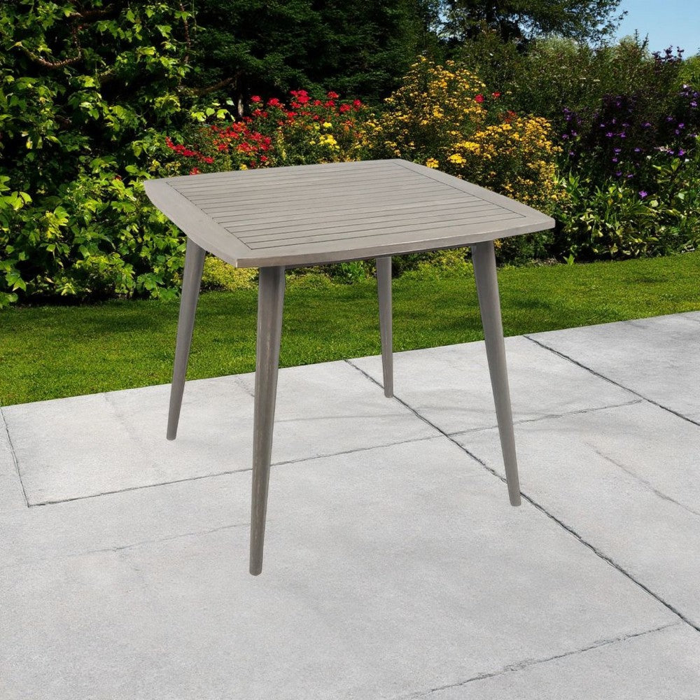 Lexy Outdoor Dining Chair, Square 36 Inch, Gray Acacia Wood, Tapered Legs -BM323371