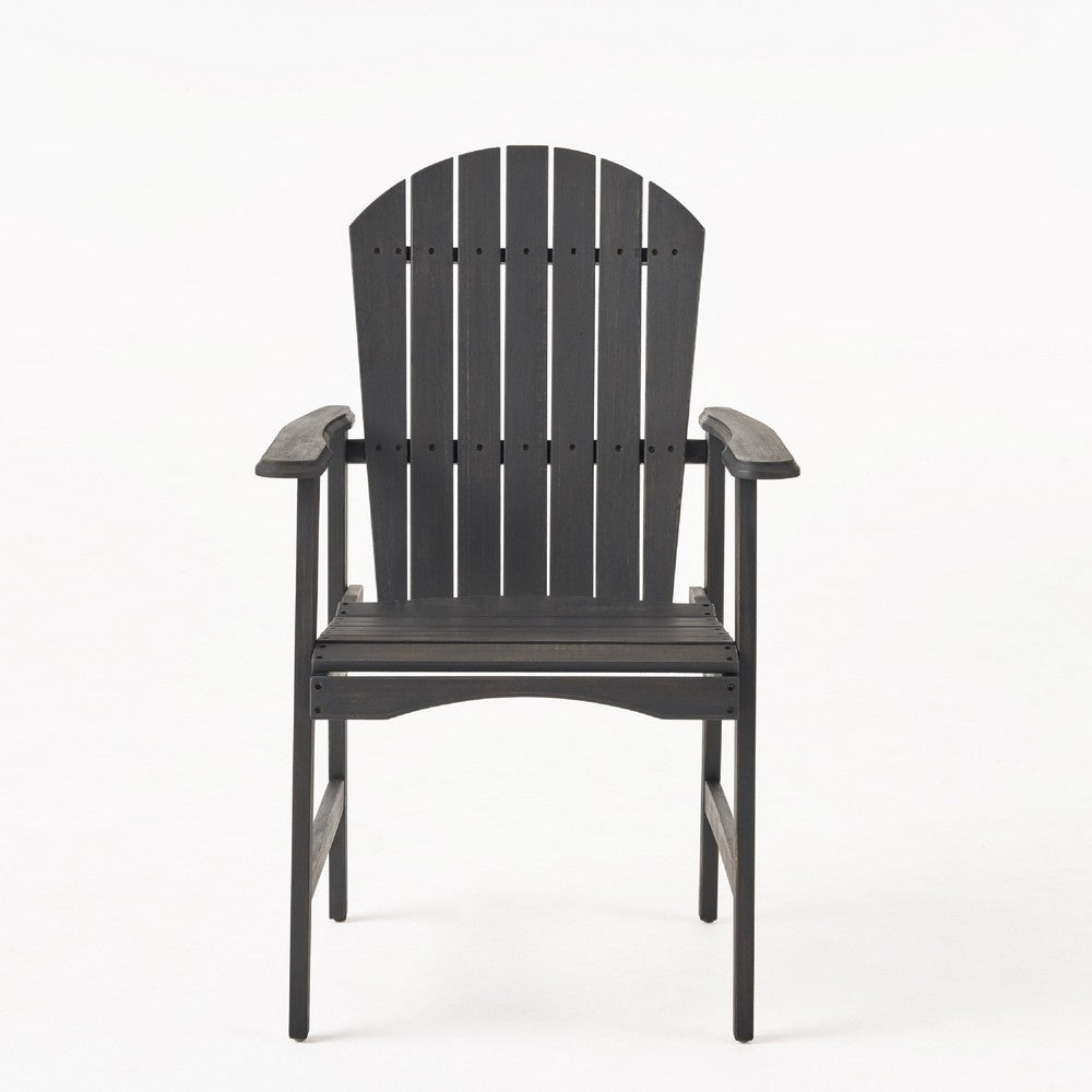 Pima Outdoor Dining Chair Set of 2, Adirondack Dark Gray Acacia Wood -BM323372