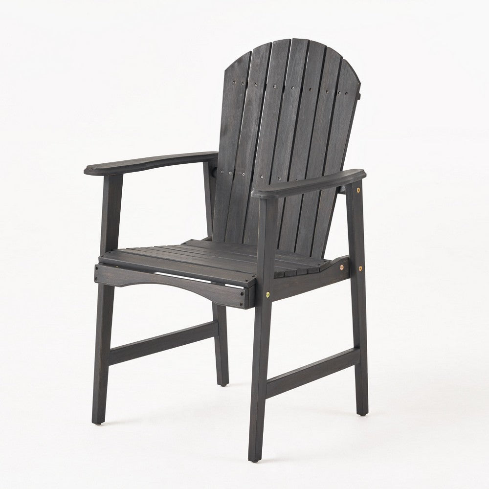 Pima Outdoor Dining Chair Set of 2, Adirondack Dark Gray Acacia Wood -BM323372
