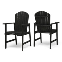 Pima Outdoor Dining Chair Set of 2, Adirondack Dark Gray Acacia Wood -BM323372