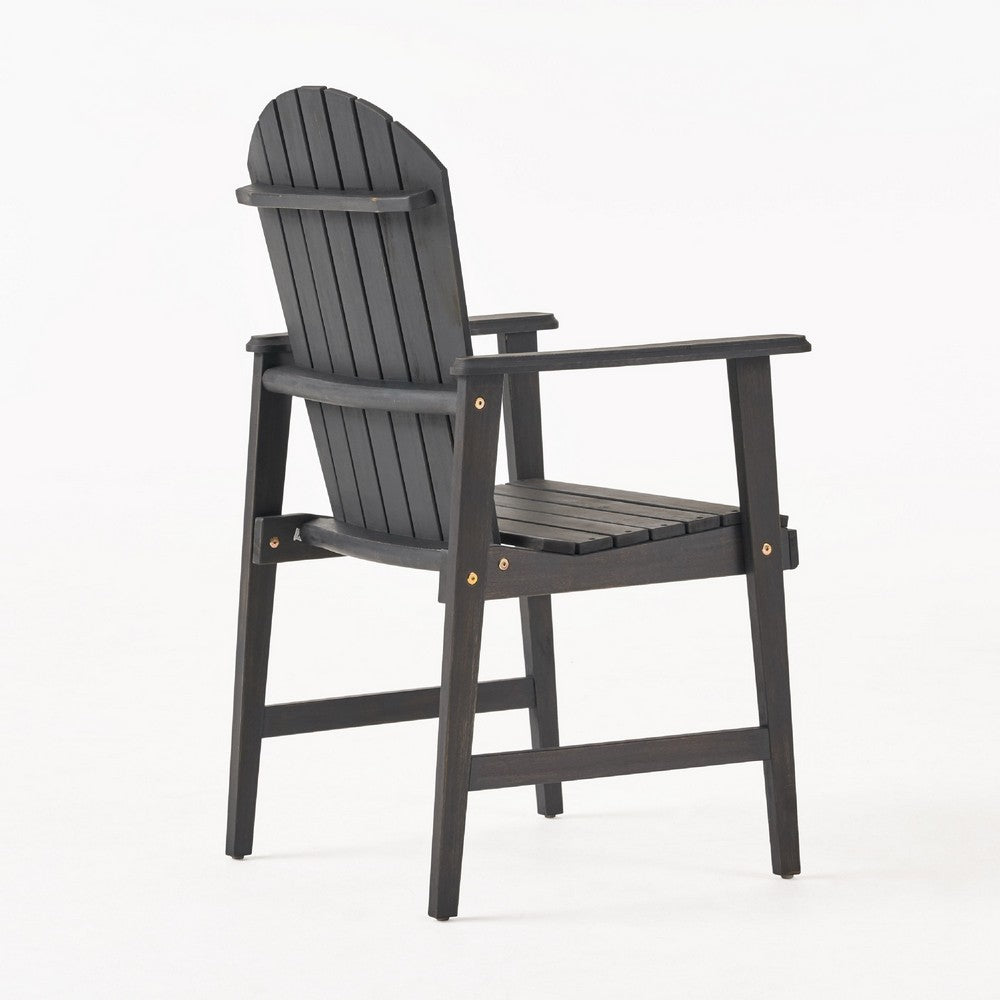 Pima Outdoor Dining Chair Set of 2, Adirondack Dark Gray Acacia Wood -BM323372