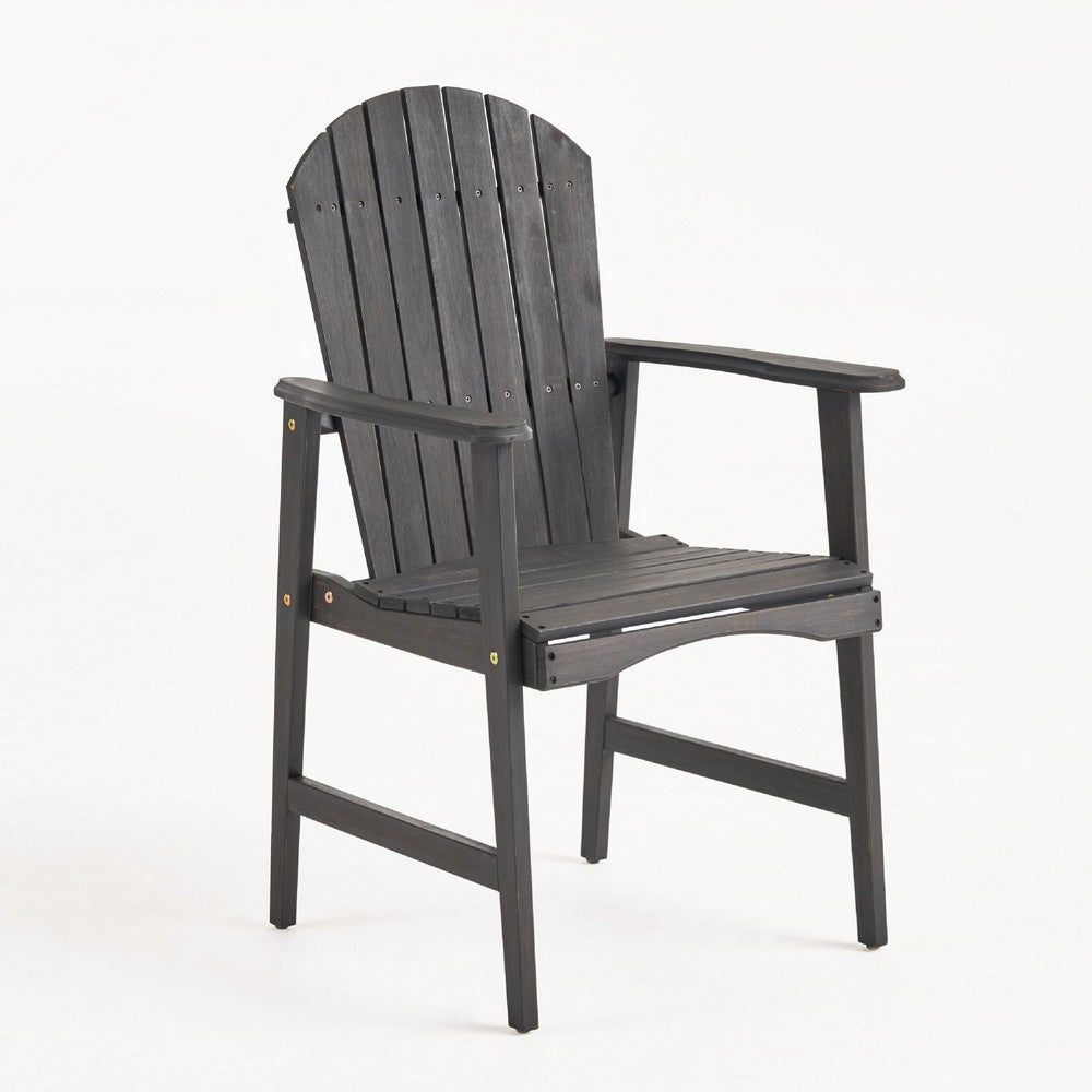 Pima Outdoor Dining Chair Set of 2, Adirondack Dark Gray Acacia Wood -BM323372