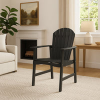 Pima Outdoor Dining Chair Set of 2, Adirondack Dark Gray Acacia Wood -BM323372