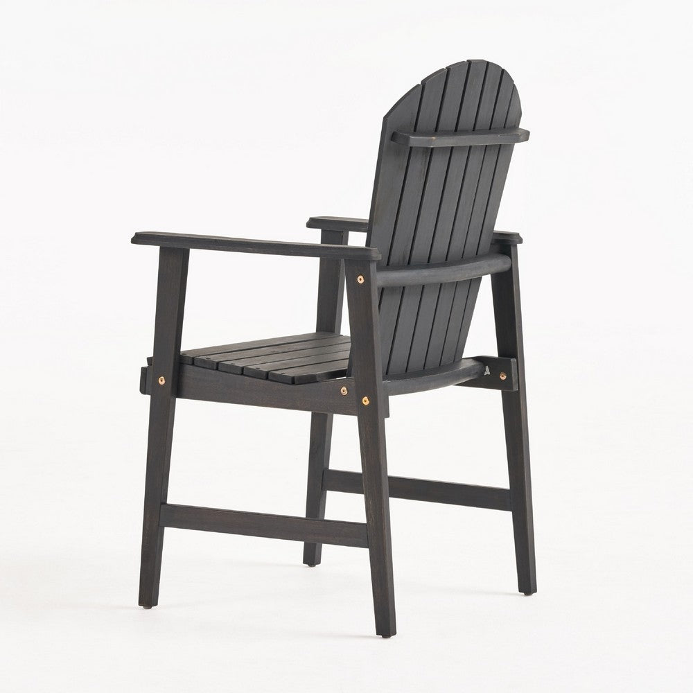 Pima Outdoor Dining Chair Set of 2, Adirondack Dark Gray Acacia Wood -BM323372