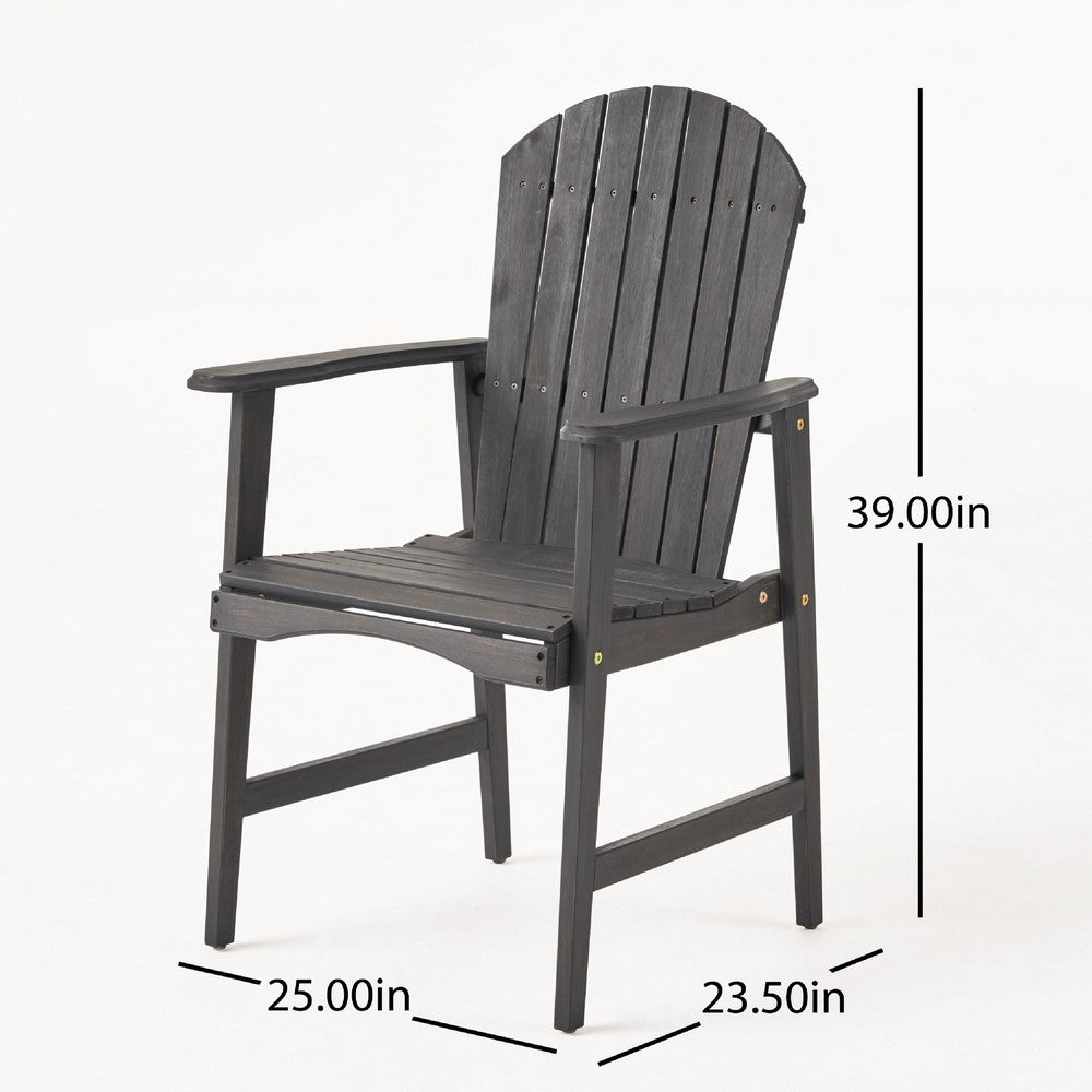 Pima Outdoor Dining Chair Set of 2, Adirondack Dark Gray Acacia Wood -BM323372