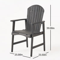 Pima Outdoor Dining Chair Set of 2, Adirondack Dark Gray Acacia Wood -BM323372